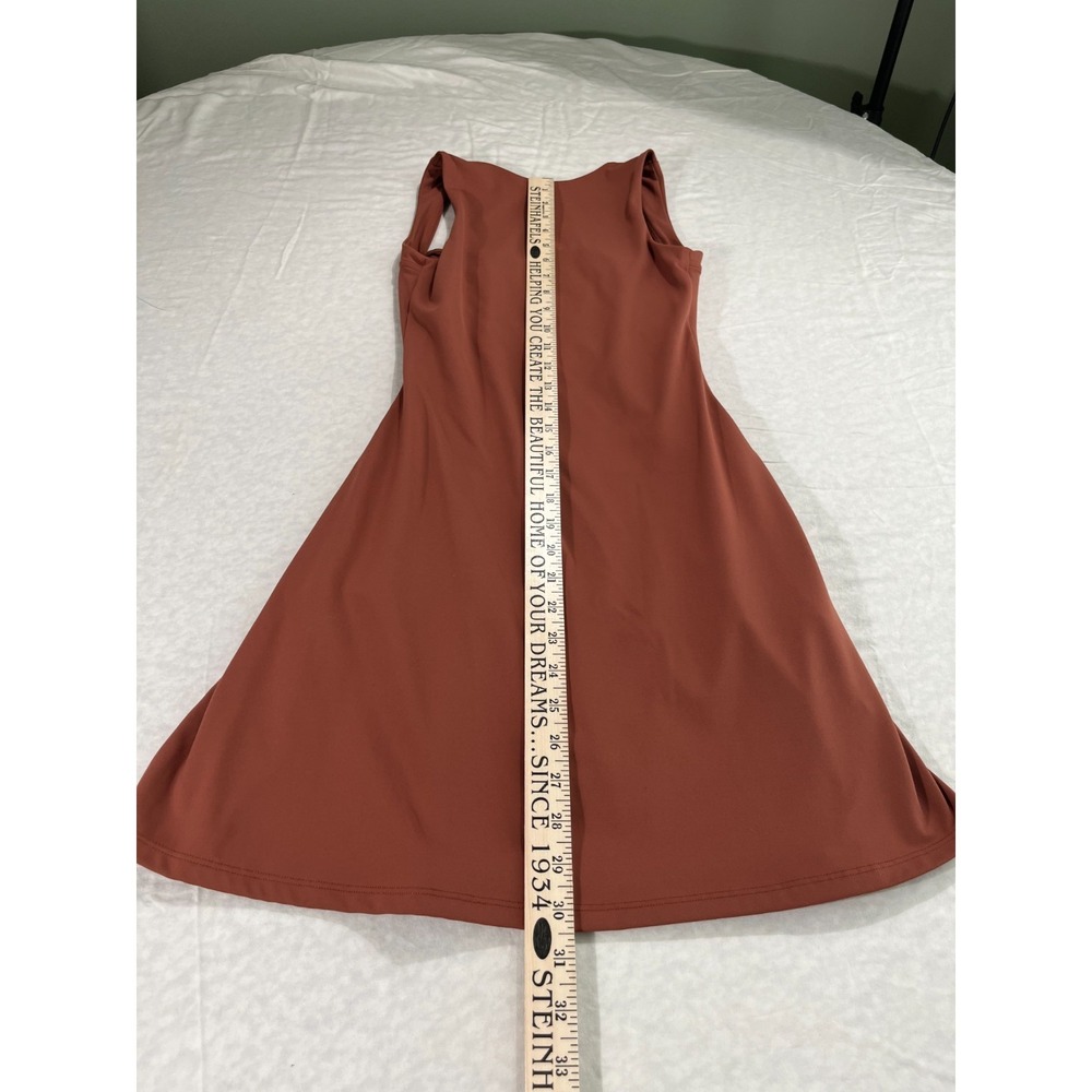 QINSEN Square Neck Brown Mini Dress Women's Size 4 Sleeveless Stretch Activewear - Picture 12 of 14